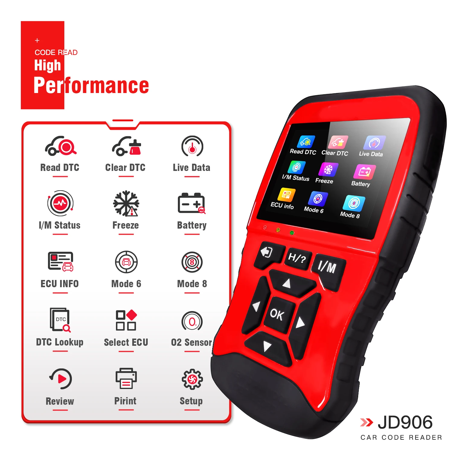 

New Generation JD906 OBDII & CAN Scan Tool Read Engine Erase and Clear Trouble Code Car Code Reader