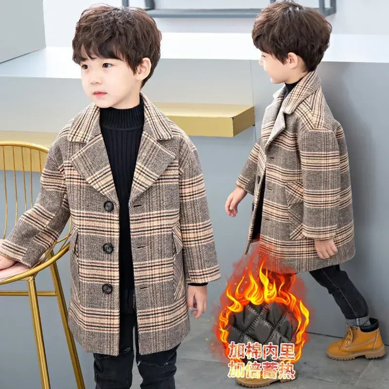 Boy'S Tweed Coat Foreign Style Wool Coat Winter Autumn And Winter New Small Suit Children'S Clothes Children'S Baby
