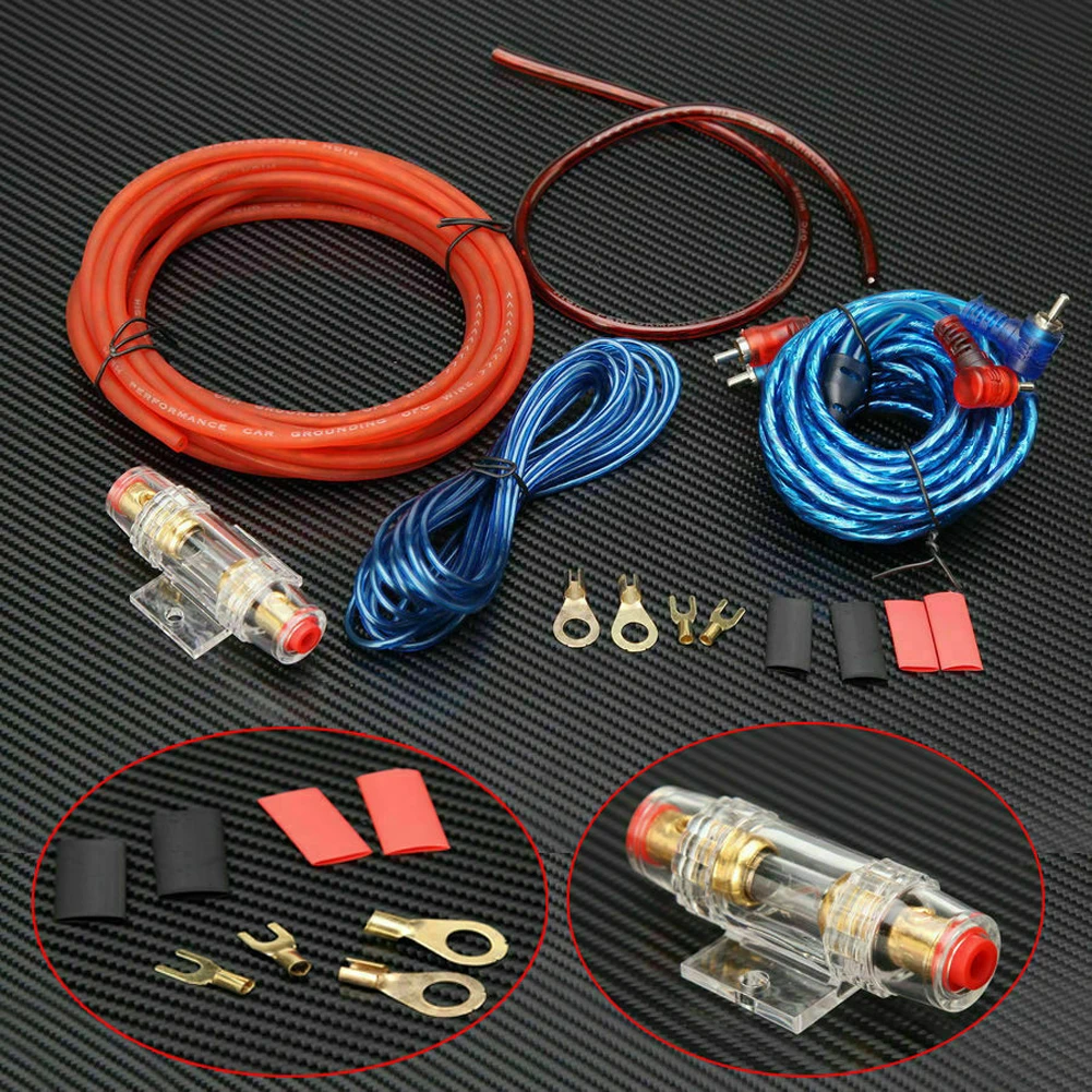 Car Stereo Audio Signal Cable Audio Cables 1500w Car Power Amplifier Wiring Kit Audio Subwoofer AMP RCA Power Cable Fuse Kit Car Audio Wire Wiring