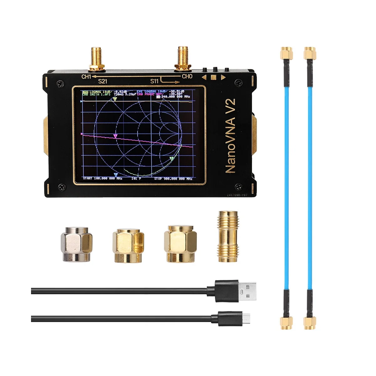 

3. 2-дюймовый экран 3G, Векторный сетевой анализатор, фотоанализатор NanoVNA V2, антенный анализатор коротких волн HF, VHF, UHF, измерительный Duplexer фильтр