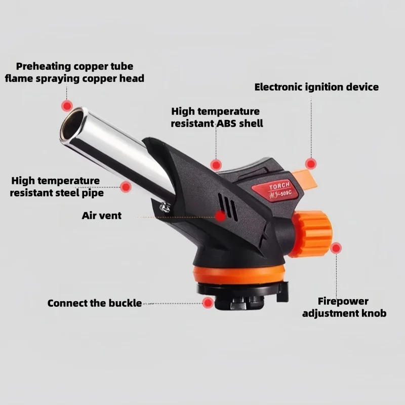 BBQ Butane Lighter Adjustable Gas Torch Flame Gun Kitchen Cooking Burner Burner Nozzle Flamethrower Butane Outdoor Campin