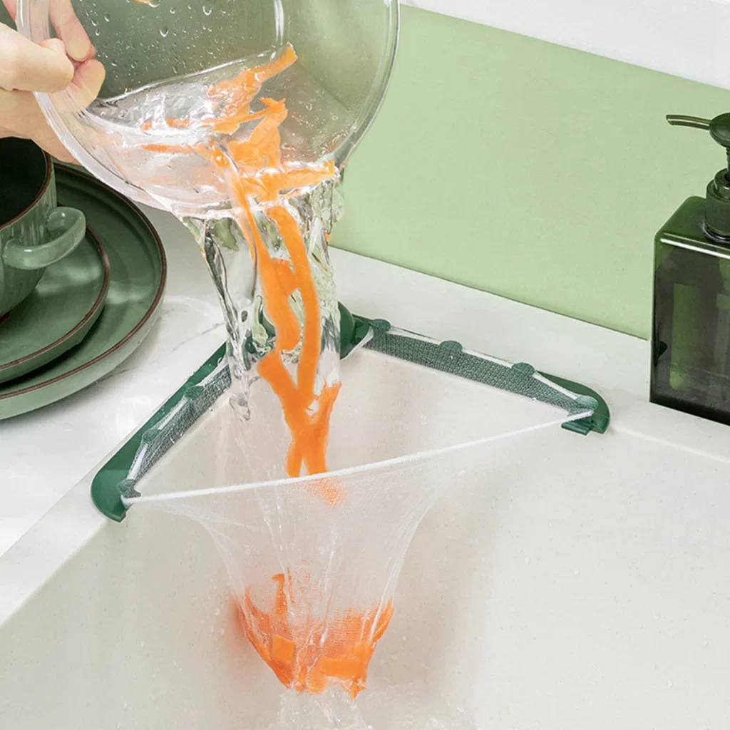 Triangular Kitchen Sink Strainer and Storage Rack