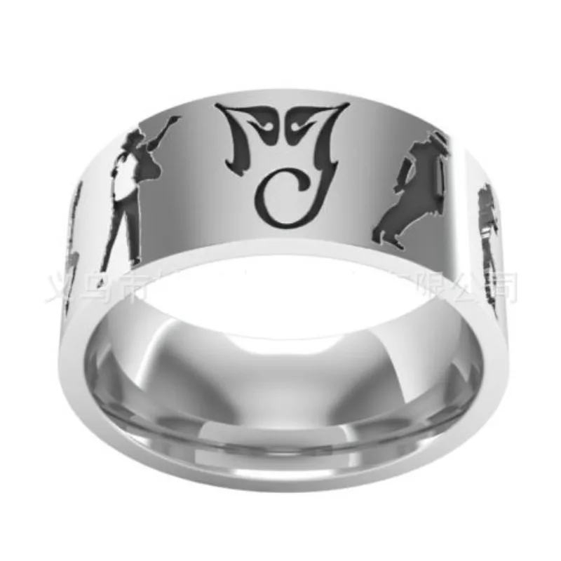 Michael Jackson MJ anillo de acero inoxidable, King Of Pop Dancing Rock Roll, figura Punk, joyería musical