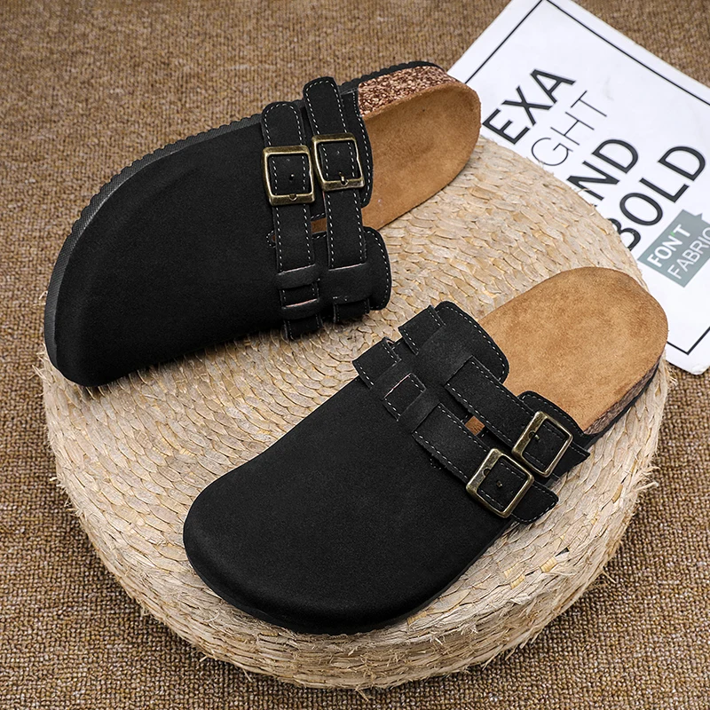 Suede Clogs for Women Men Mules Cork Footbed Sandals With Arch Support Fashion Nonslip Outdoor Beach Slippers Home Shoes