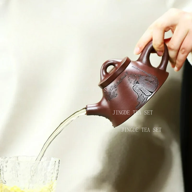 200ml Yixing Semi Handmade Purple Clay Teapot Chinese Style Raw Ore Vermilion Clay Kung Fu Tea Set Tea Infuser