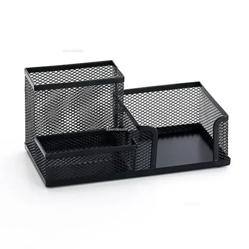 Pen Holder Desktop Storage Box Stationery Organizer Stationery Storage Box Desktop Storage Kit Desk Stationery Organizer Creative Metal Pen Holder Pencil File Storage Rack 3 Grid Storage Box Office Accessories