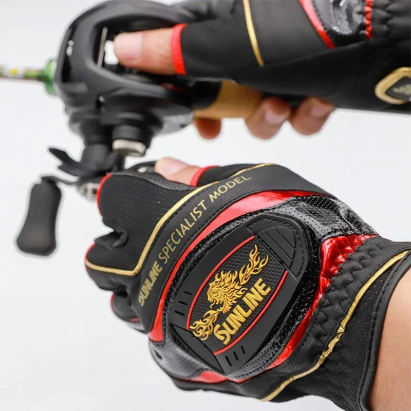 

Sunline Winter Fishing Gloves Anti Slip Leather Fly Fishing Gloves Breathable Half-Finger Sports Camping Hiking Cycling Gloves