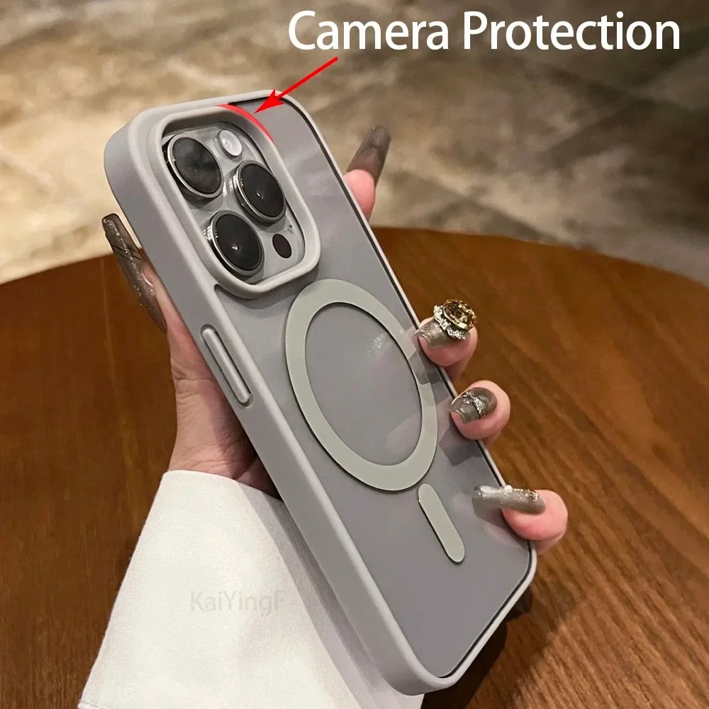 Transparent Shockproof Magsafe-Compatible Case with Magnetic Wireless Charging