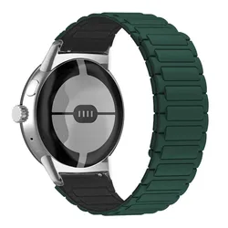 Magnetic Silicone Sport Replacement Strap Bracelet, 45mm/41mm, - Pixel 3 45mm (Green Black - S)