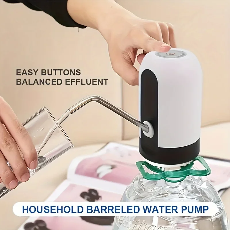 USB rechargeable barrel pumping device For drinking fountain wireless electric water pump automatic blue LED light