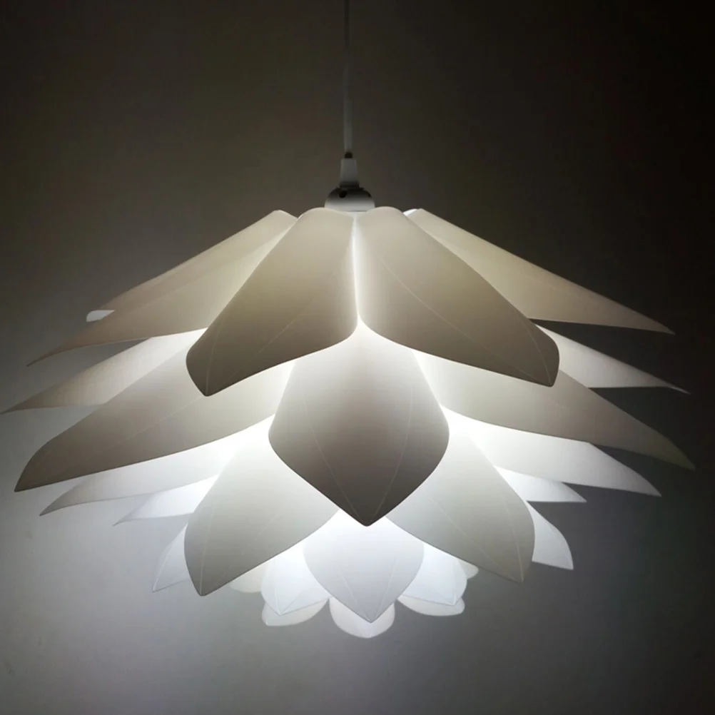 

DIY Lotus Chandelier PP Pendant Lampshade Ceiling Room Rattan Pendant Lightation Chandeliers Lights Modern Lamp Shade (White)