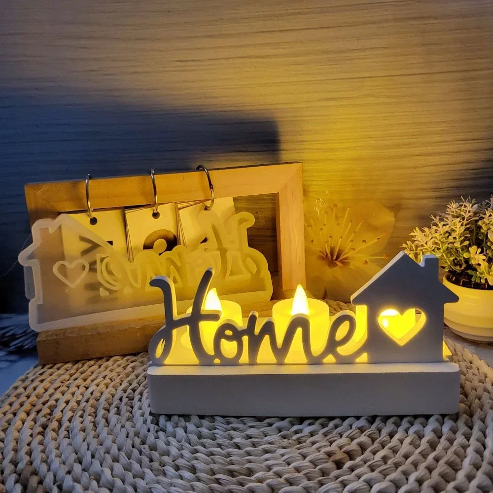 HOME Ornament Silicone Molds DIY Candle Holder Concrete Cement Gypsum Plaster Mould Furniture House Craft Plugin Card Resin Mold