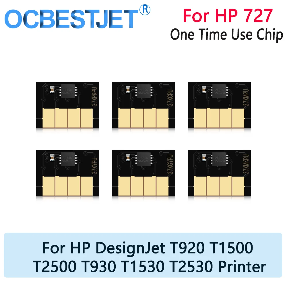

OCBESTJET для HP 727 чип картриджа 300 мл для принтера HP Designjet T920 T930 T1500 T1530 T2500 T2530 6 цветов