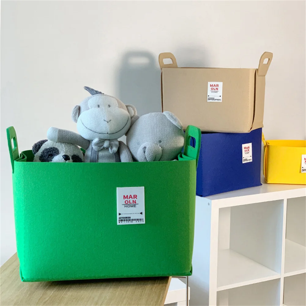 

Korean Ins Candy Color Foldable Felt Vivid Storage Box Home Decoration Camping Snacks Sundries Felt Storage Basket