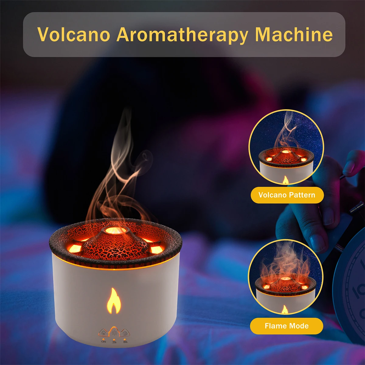 

Volcano Essential Oil Diffuser 24db Low Noise Aromatherapy Diffuser with 2 Timer 2 Mist 360ml Mini Flame Humidifier Portable