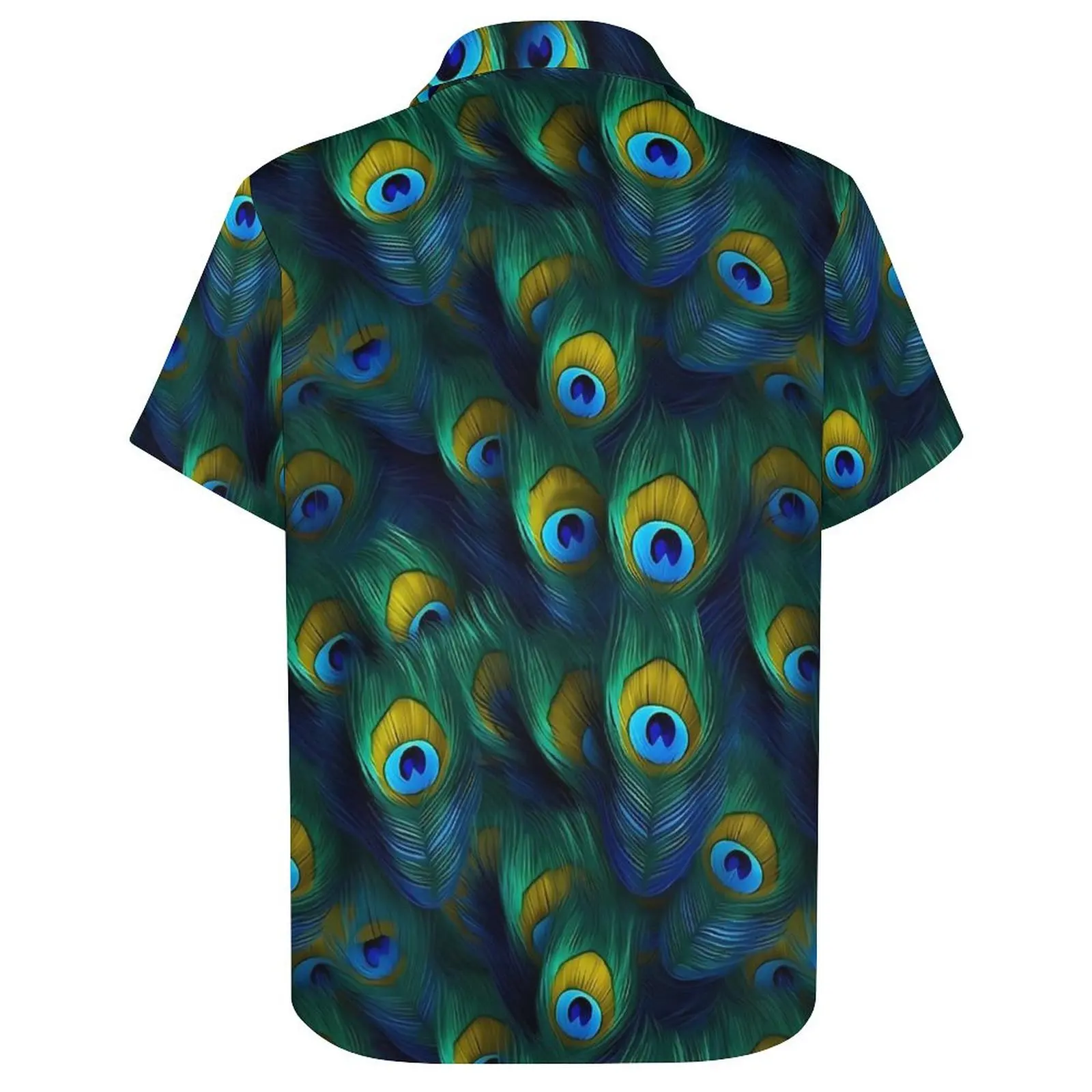 Peacock Feather Vacation Shirt Animal Print Hawaiian Casual Shirts Man Vintage Blouses Short Sleeve Harajuku Custom DIY Clothing 5