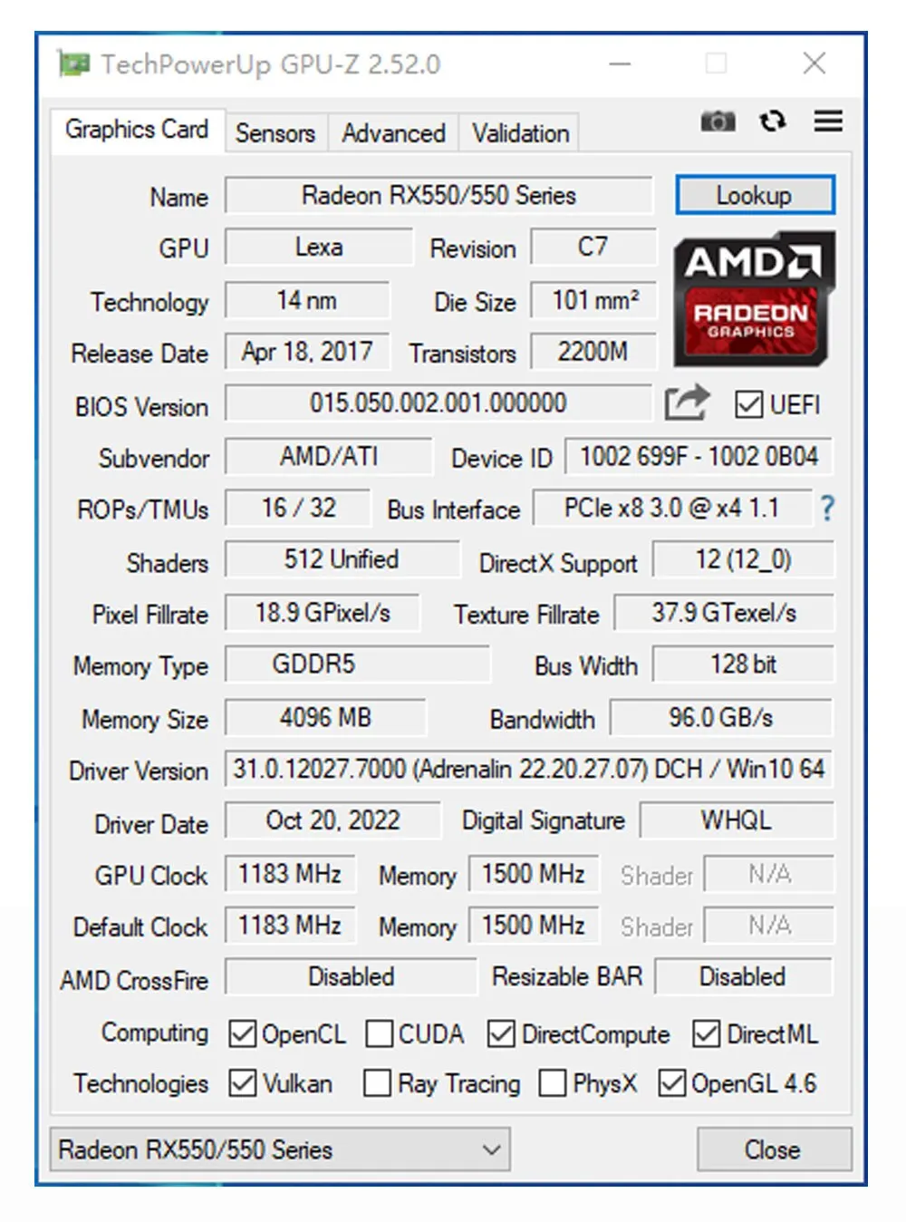 Рисунок 6 - MLLSE AMD RX 550 4 ГБ Видеокарта