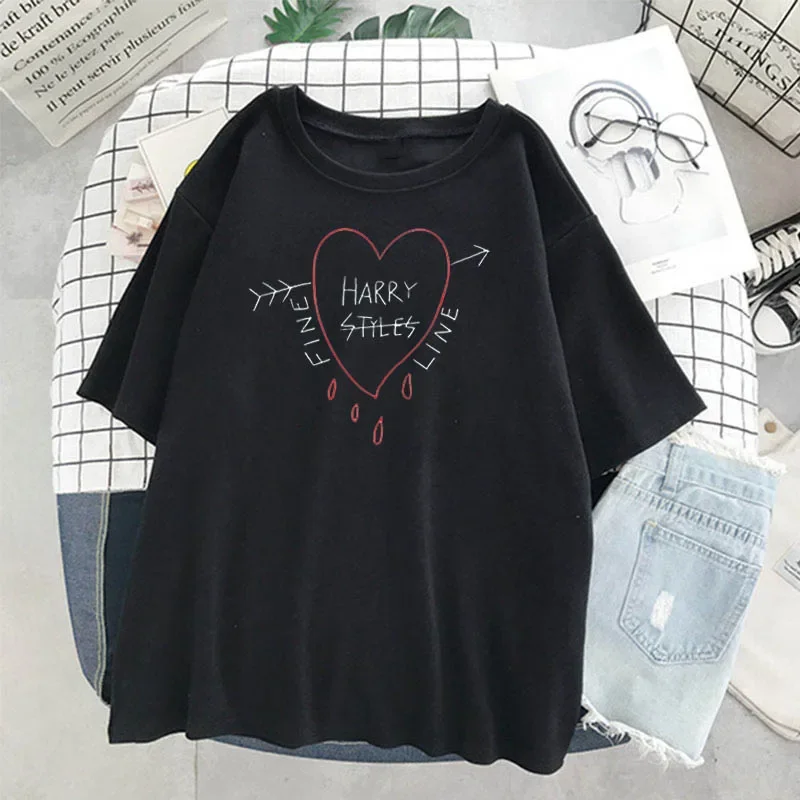 FINE LINE Album T Shirt Summer Harajuku Vintage Women  Hip Hop Graphic Shirts Unisex Fashion Streetwear Tops Tee Happy Styles 4