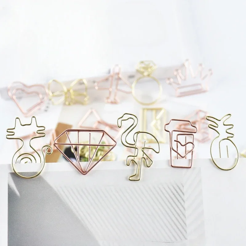 Paper Clips Binder Clips Book Clips Metal Paperclips Multiple Cartoon Heart Animal Styles Paper Clip Book Scrapbook Planner Page Bookmark Binder Clip 10pcs/set