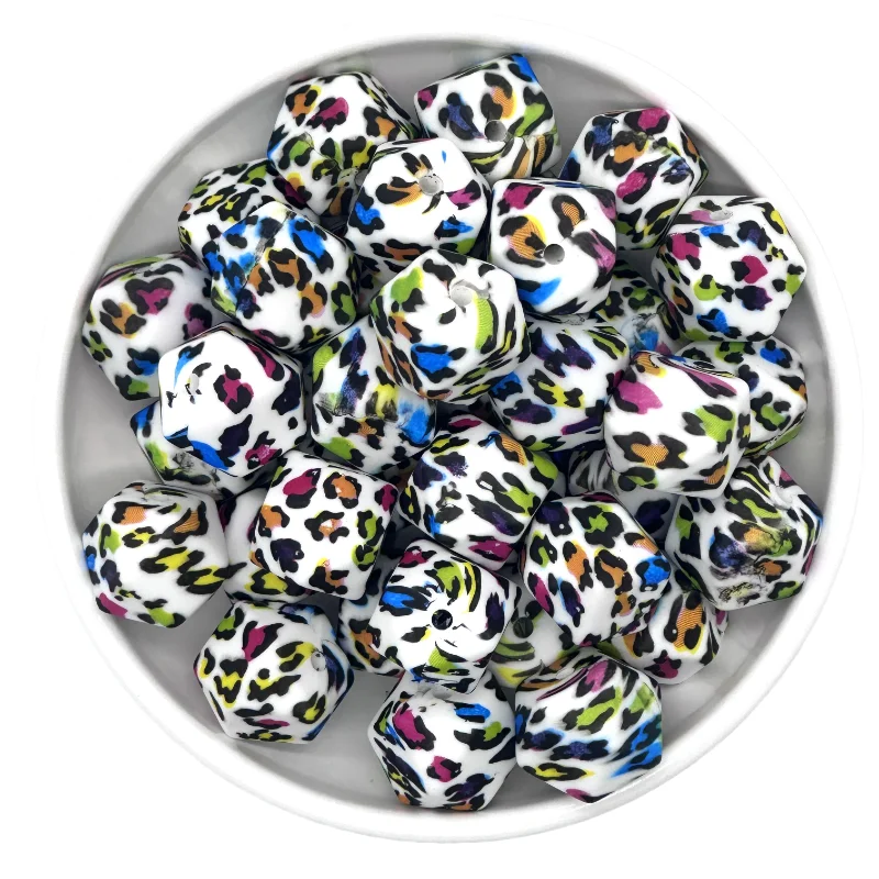 Colorful Hexagon Silicone Beads for DIY Crafts and Decorations (10/20pcs, 14mm)