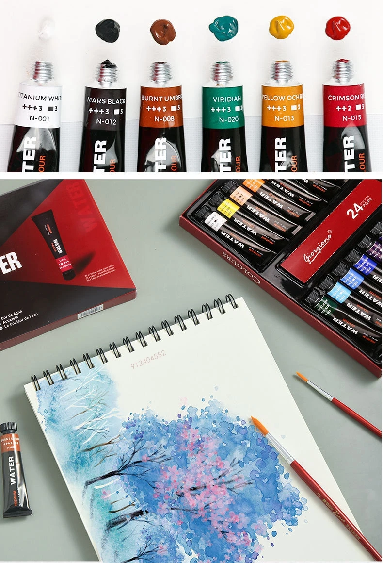 Haile Farbset hochwertige Gouache Farbe Malerei profession elle wasch bare Aquarell 12ml Student Prüfung Maler Kunst liefern – Detail 7