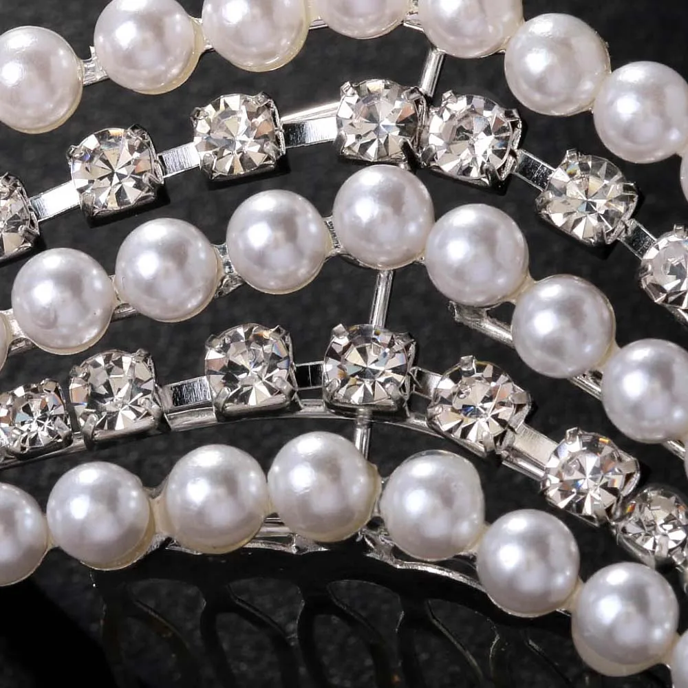 Women Girl Pearl Rhinestone Bohemian Bridal Headband Hair Accessory Headwear
