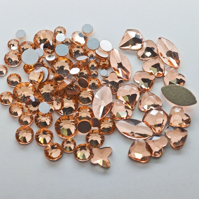 200 p/Pack Mini-Größe gemischt verschieden geformte mehrfarbige Kristall schlanke Strass 3d Maniküre Nail Art Dekoration Charms Schmuck – Detail 13