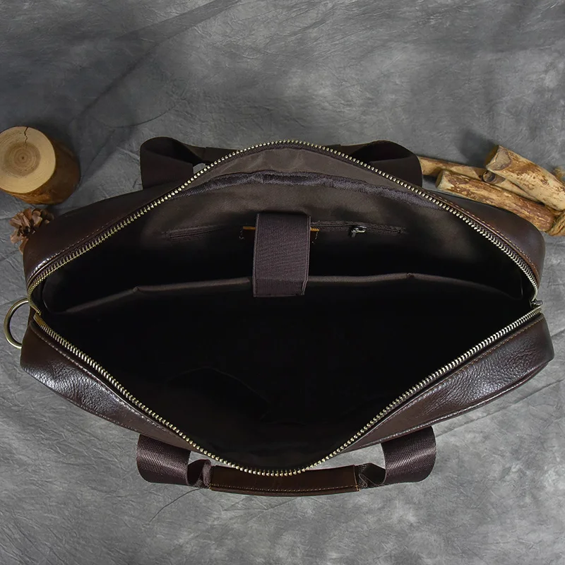 Genuine Leather Briefcase Bag for 15.6 inch laptop computer bag cowskin handbag for men male leather crossbody shoulder bag 5