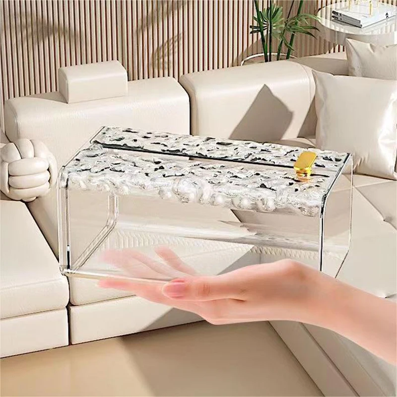 Luxury Tissue Box Wall-Mounted Acrylic Transparent Tissue Box Table Napkin Holder Bathroom Paper Box Tissue Paper Dispenser 5