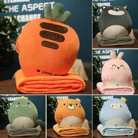 Cute Cushion Blanket 3 in1 Stuffed Hand Warmer Bag Cartoon Animal Pillow Blanket Home Car Travel Pillow for Children Girl Gift 2