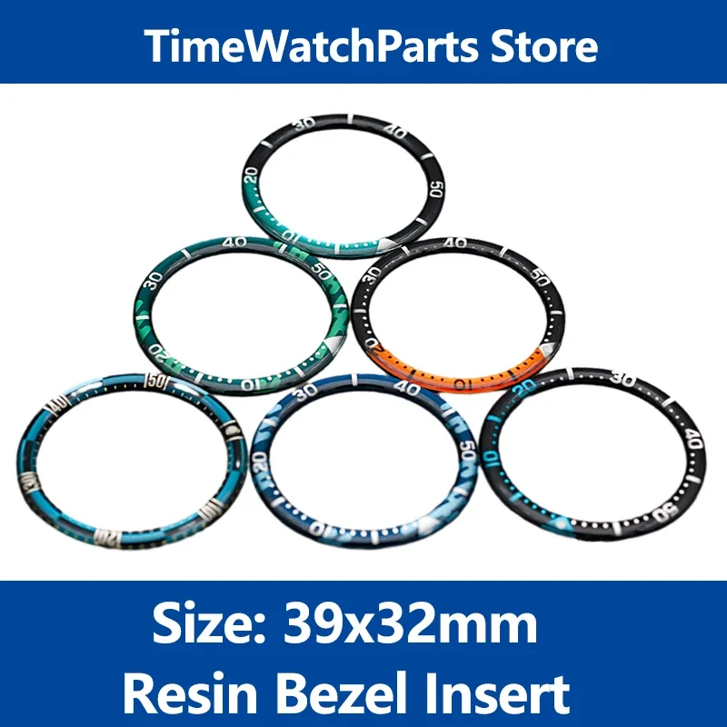 

39mm Resin Bezel Insert For SKX007 SKX009 SRPD Watch Cases Sapphire Crystal NH35 NH36 Movement Seiko Watch Mod Replace Parts