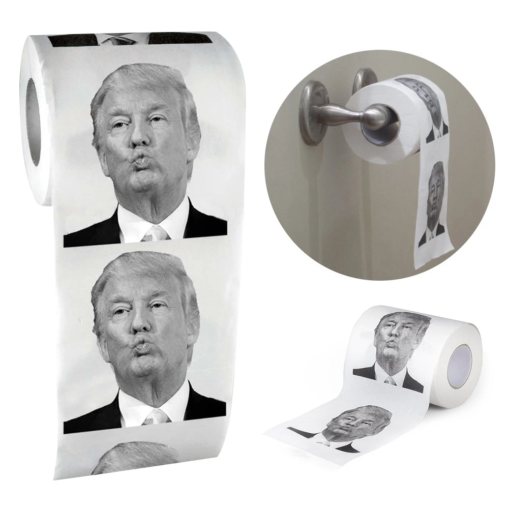 1-10 Roll Funny Donald Trump Kiss Printed Pattern Toilet Paper Roll toilet paper Novelty Gift Bathroom Paper Towel 100x100mm