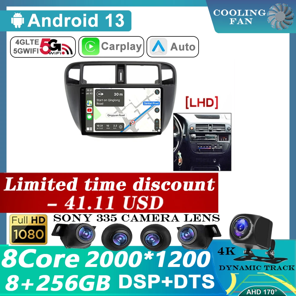 

Android 13 For Honda Civic (EJ EK EM) 1995-2001 LHD Autoradio Car Multimedia Video Player Navigation DSP Stereo Touchscreen GPS