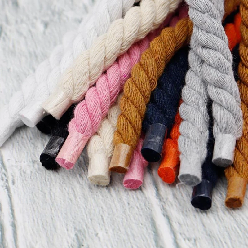 8mm Cotton Linen Twist Weave Shoelaces Solid Color Rope Shoes Laces Men Women Trendy Sport Casual Shoestring Shoes Decor shoe laces,shoe accessories
