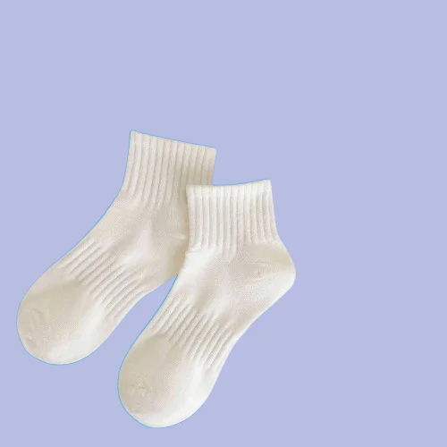 

5 Pairs Women's New Cream Socks Cotton Short-barrel Solid Color Anti-odor Sweat-Absorbent Macaron Japanese Short Socks
