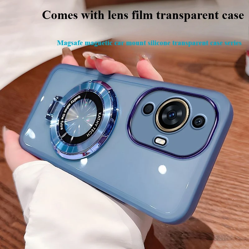 Luxury Silicone Transparent Bracket Shockproof Back Cover Case