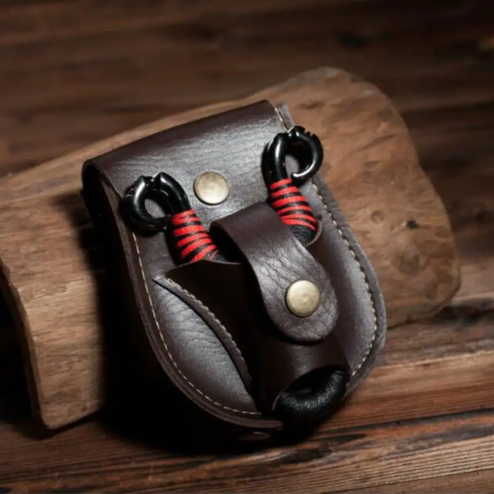 

Black/brown Slingshot Steel Ball Carrying Storage Bag Handmade Leather Multifunctional Magnetic Suction Integrated Waist Bag