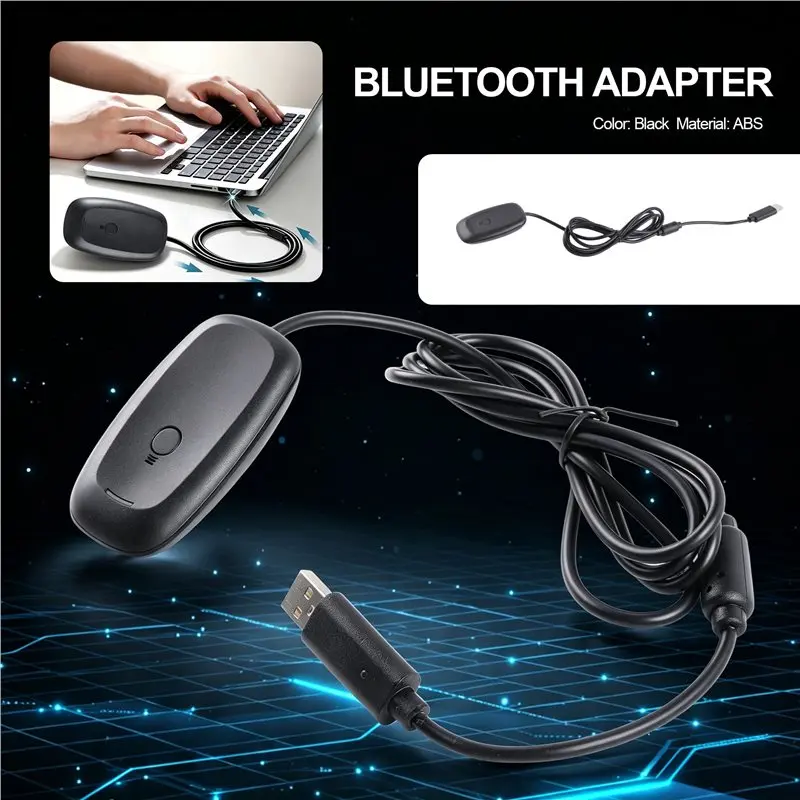 360 무선 게임패드 송신기용 ABJF-USB 블루투스 어댑터, 마이크로소프트 Xbox360 컨트롤러용 PC Win7/8/10 지원