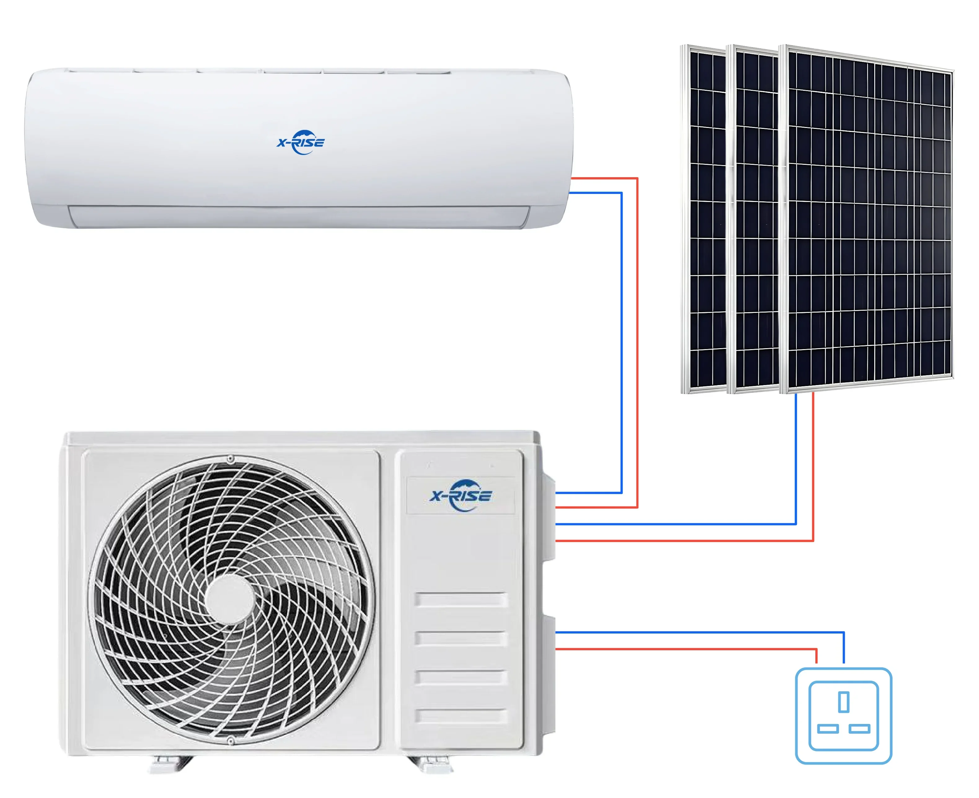 AC/DC Hybrid Solar Air Conditioner Wall Mounted Use New 9000BTU 12000BTU 18000BTU 24000BTU Electric Power 3 Years Room 4