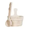 4L Sauna Bucket and Ladle Accessory, Wooden Barrel with Liner for , 5