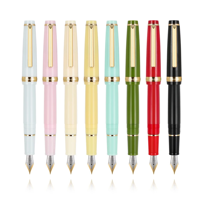 Jinhao 82 Gold clip Fountain Pen Acrylic F 0.5mm nibs school office Supplies business writing ink pens blue yellow pink red