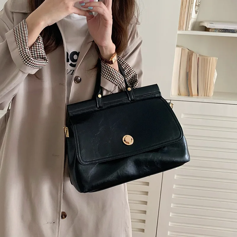 

molshine Large-Capacity Retro Briefcase 2024 Spring New Style Versatile Cross-Body Handbag For Daily Women'S Messenger Bag