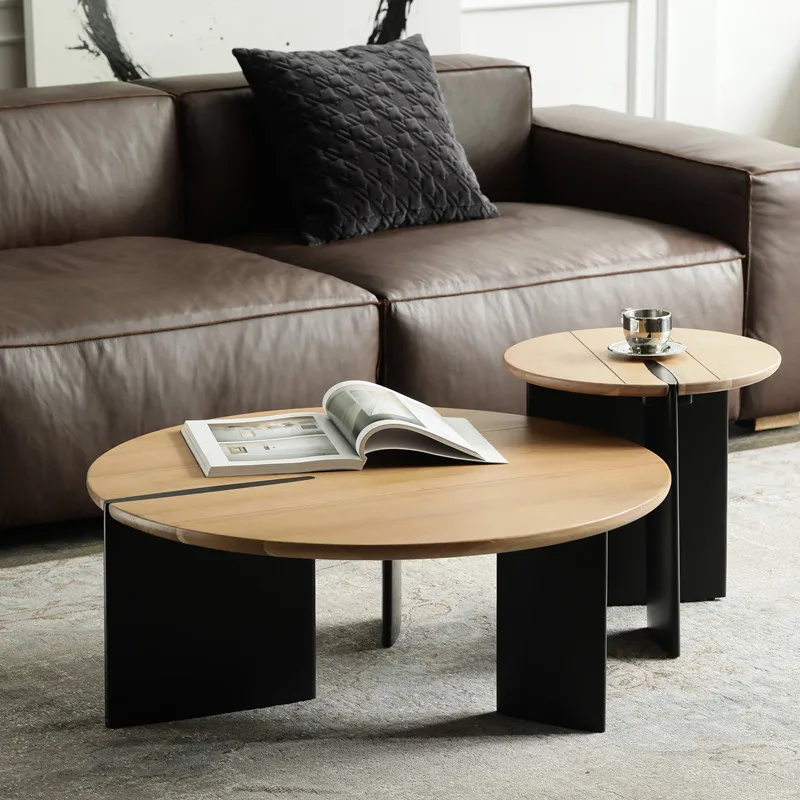 

Oak Round Tea Table Combination Nordic Imported Oak Solid Wood Color
