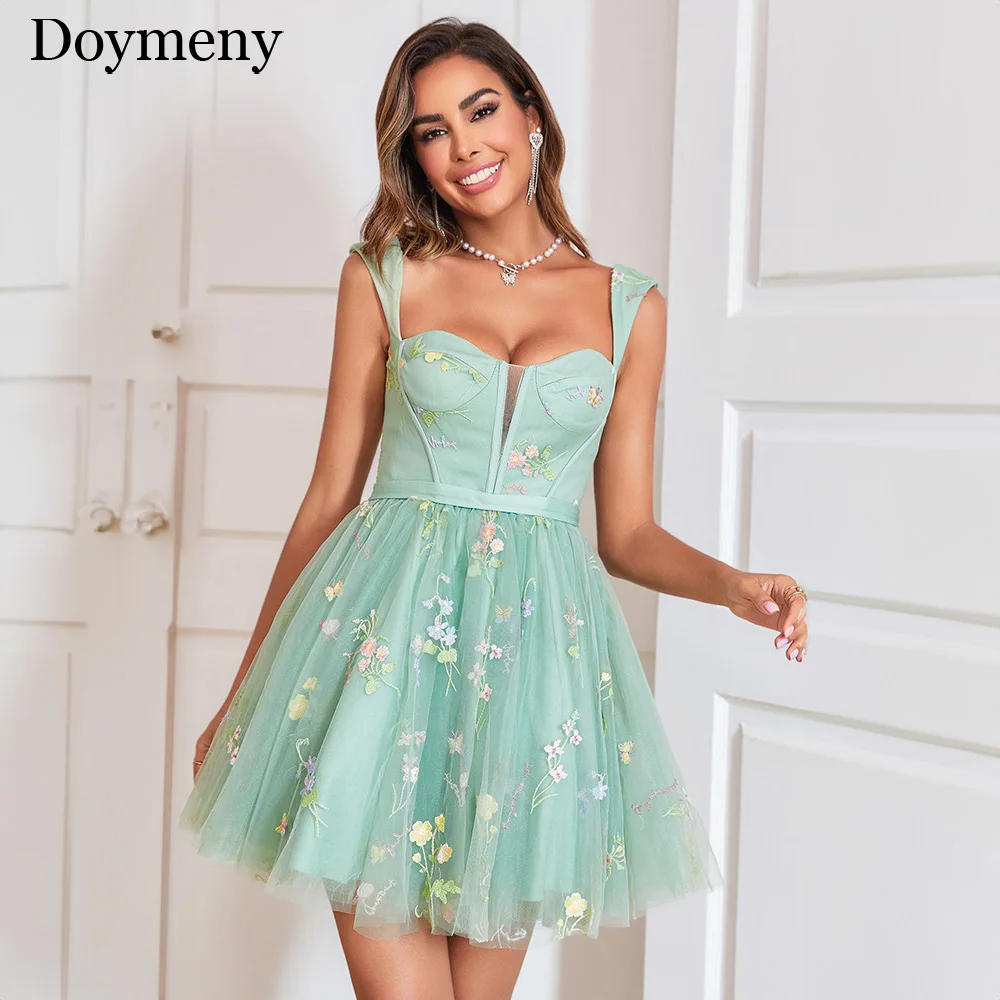 

Doymeny Sweetheart Homecoming Dresses Open Back Dress For Day And Night Party Formal Dresses Above Knee suknie homecoming