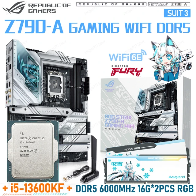 Kit de carte mère de jeu avec RAM blanche, carte mère LGA 1700