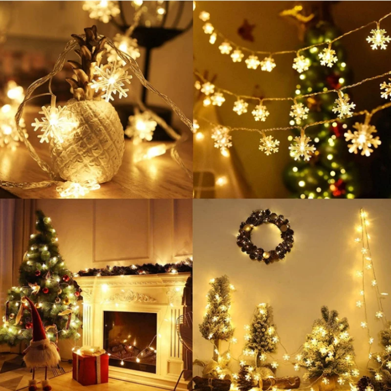 Snowflake LED Lights Christmas Decoration Home Xmas Tree Hanging Garland Christmas Ornaments Navidad Noel New Year Gift