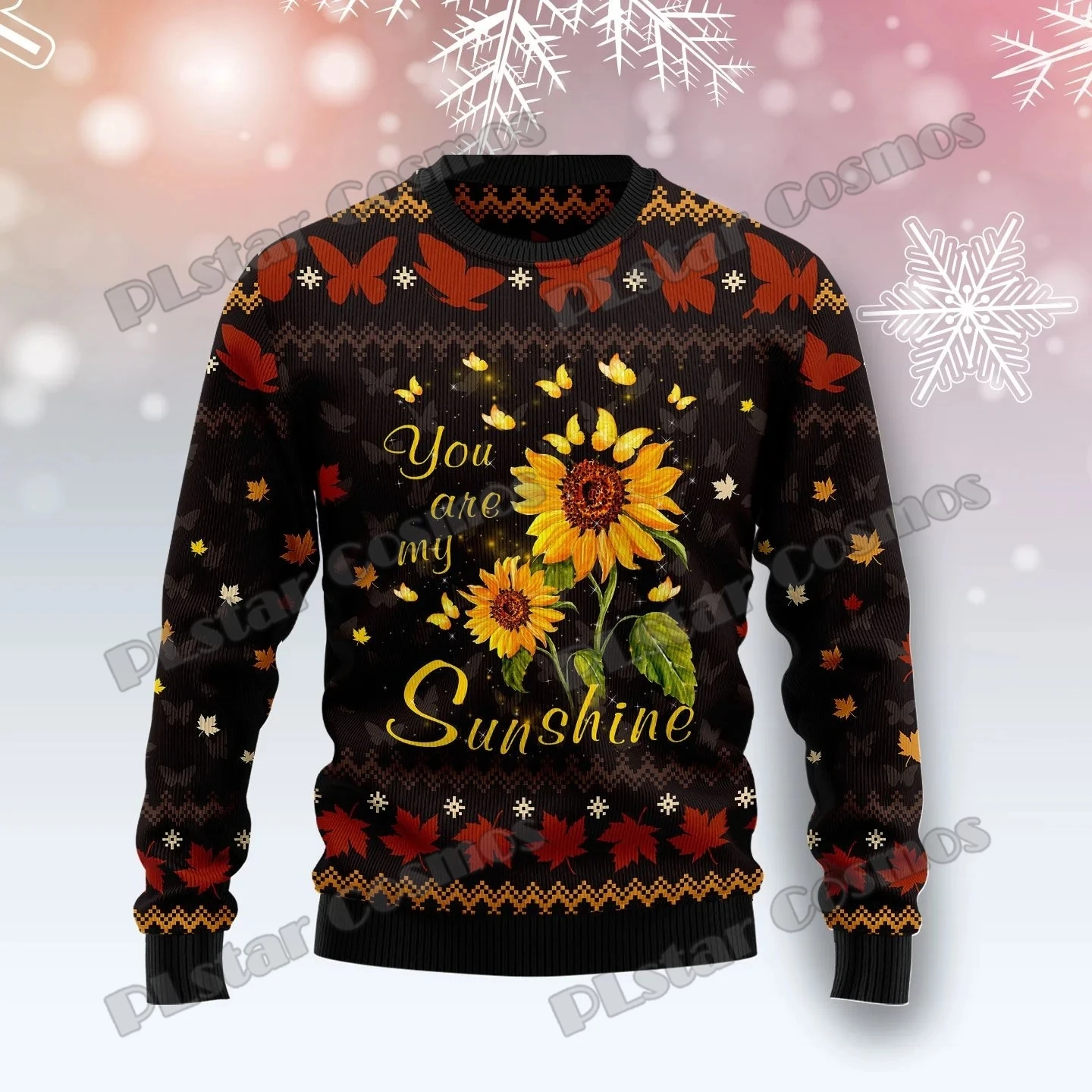 PLstar Cosmos Butterfly Sunshine 3D Printed Fashion Men's Ugly Christmas Sweater Winter Unisex Casual Knitwear Pullover MYY31