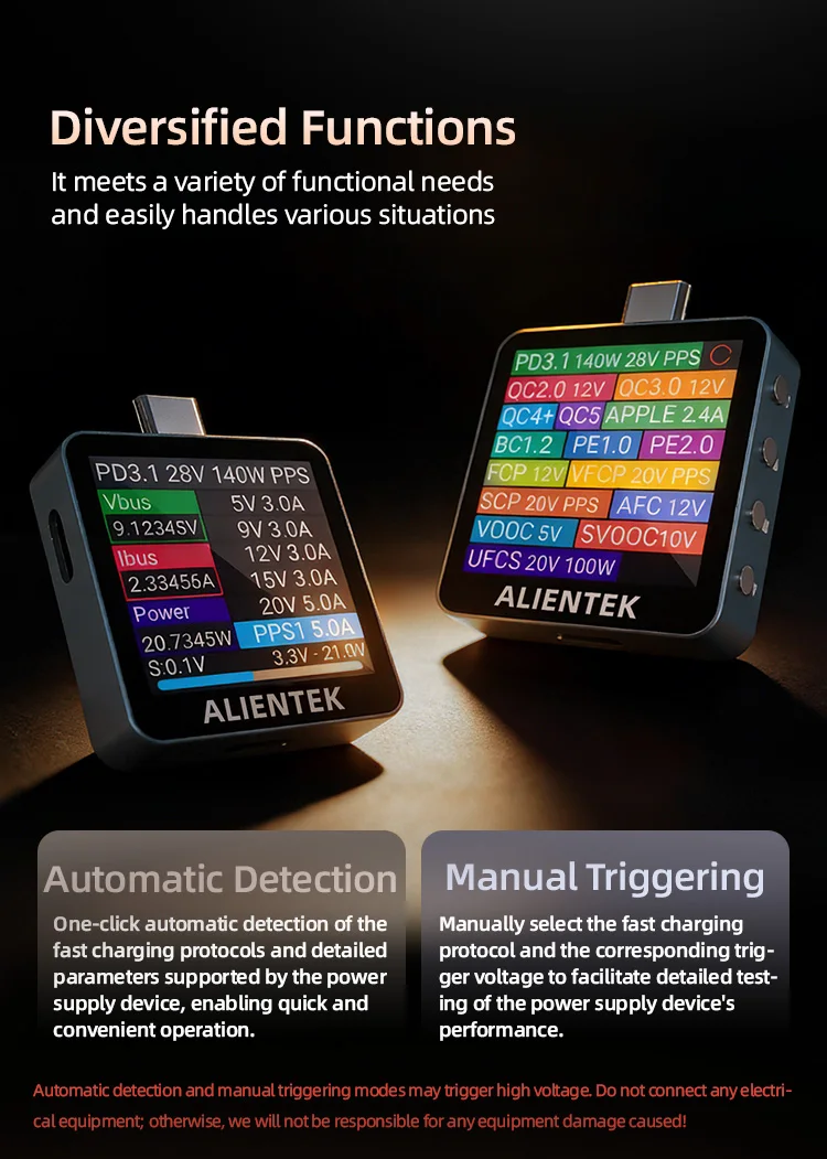 ALIENTEK USB Tester C2 Batterietester PD3.2 Ladedetektor Digitaler Voltmeter Schnellladungserkennung Trigger – Detail 5