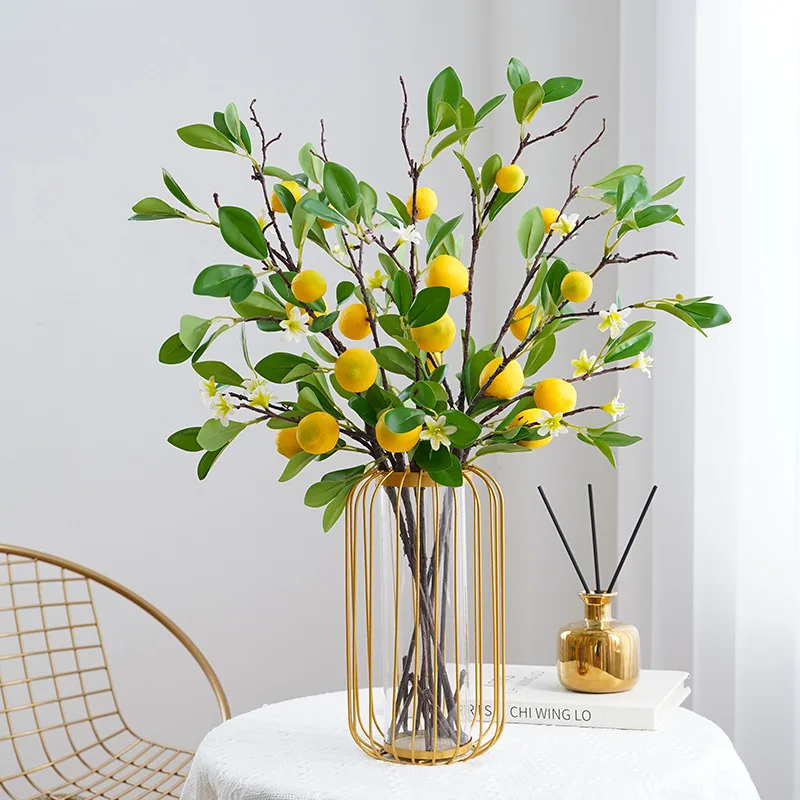 

Simulated Lemon Fruit Branches Green Plants Home Decoration Flower Arrangement Lemon Branches Simulated Flowers
