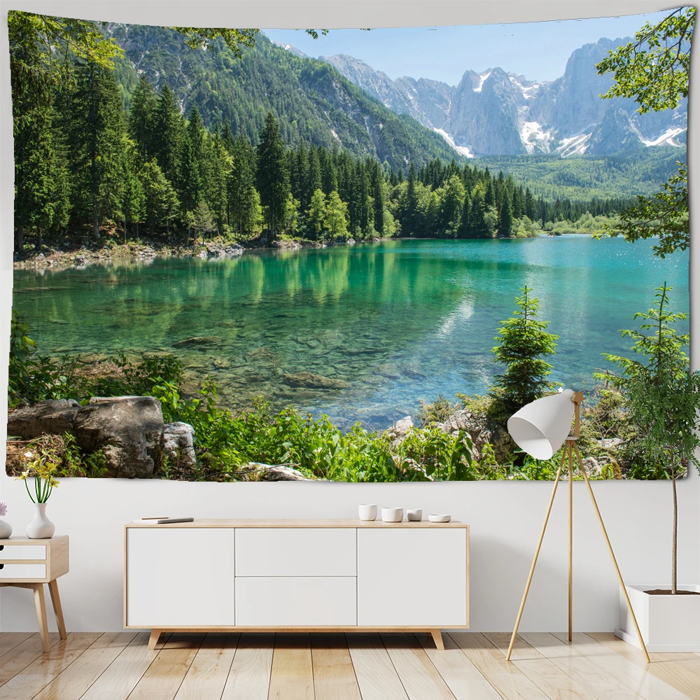 

Green jungle tapestry wall hanging beautiful natural forest large hippie bohemian mandala wall cloth art home decoration 9 sizes